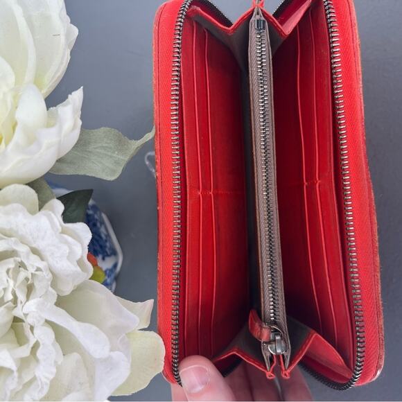 Bottega Veneta Orange Woven Leather Zip Around Wallet - Picture 3 of 10